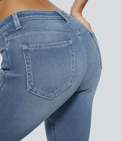 Halara Flex™ Jean skinny Casual Taille Mi-Haute Fermeture Éclair Boutonnée Plusieurs Poches Tricot Extensible