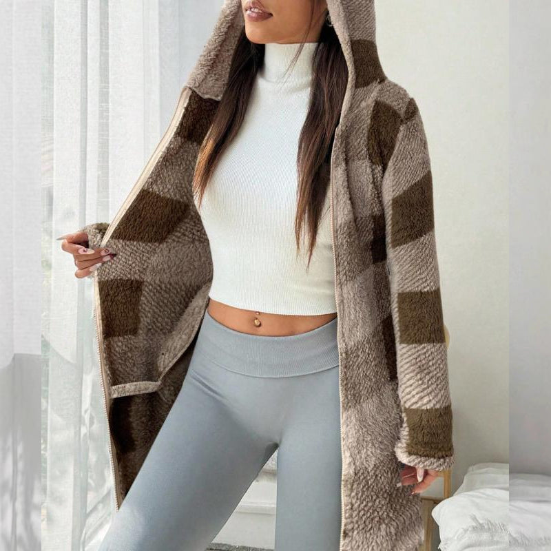 🧥 Manteau Long à Carreaux Douillet – Style & Confort