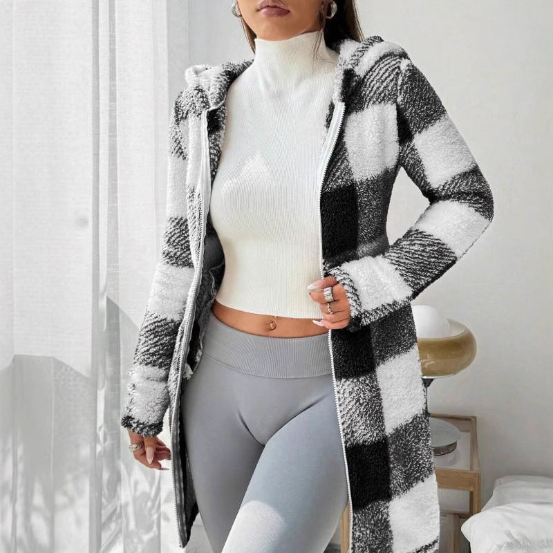 🧥 Manteau Long à Carreaux Douillet – Style & Confort
