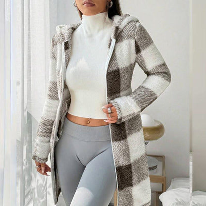 🧥 Manteau Long à Carreaux Douillet – Style & Confort