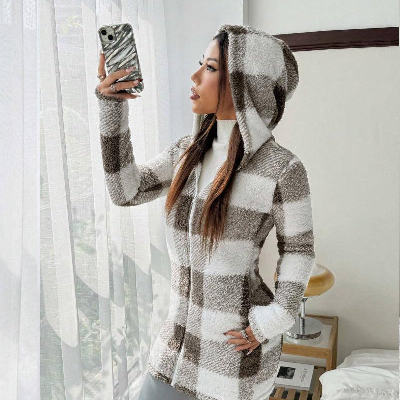 🧥 Manteau Long à Carreaux Douillet – Style & Confort