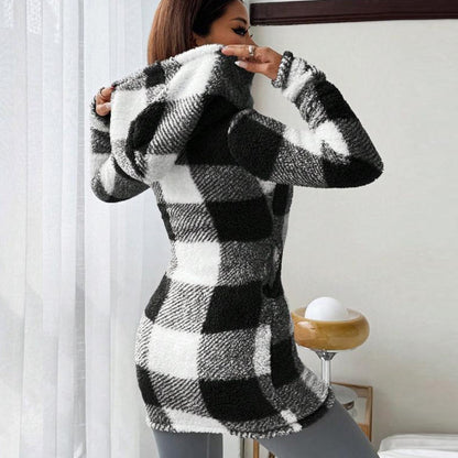 🧥 Manteau Long à Carreaux Douillet – Style & Confort