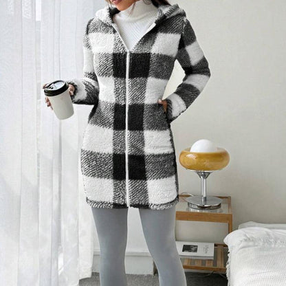 🧥 Manteau Long à Carreaux Douillet – Style & Confort