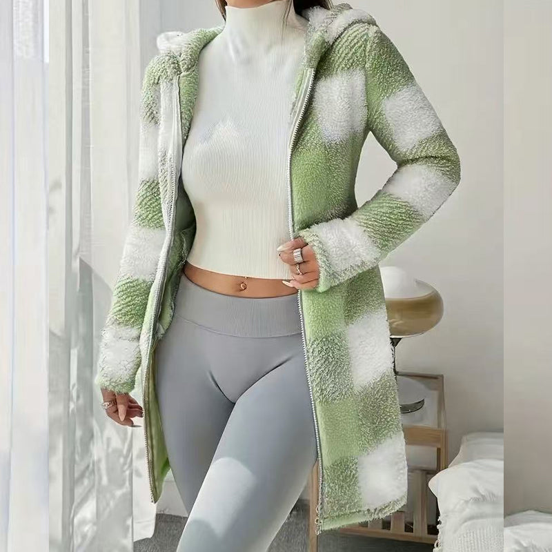 🧥 Manteau Long à Carreaux Douillet – Style & Confort