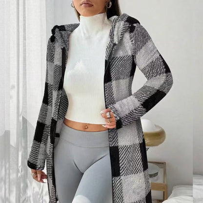 🧥 Manteau Long à Carreaux Douillet – Style & Confort
