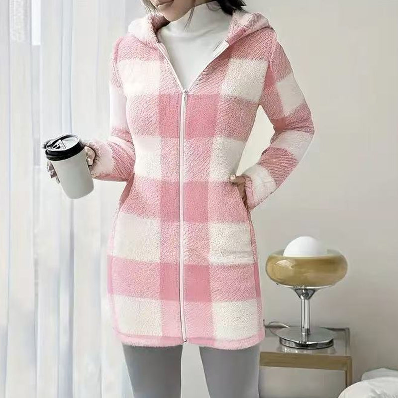🧥 Manteau Long à Carreaux Douillet – Style & Confort