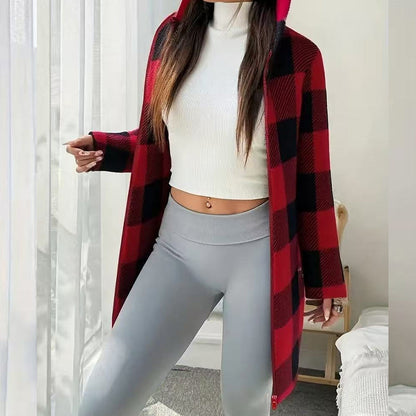 🧥 Manteau Long à Carreaux Douillet – Style & Confort