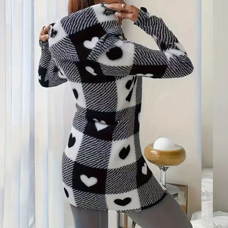 🧥 Manteau Long à Carreaux Douillet – Style & Confort